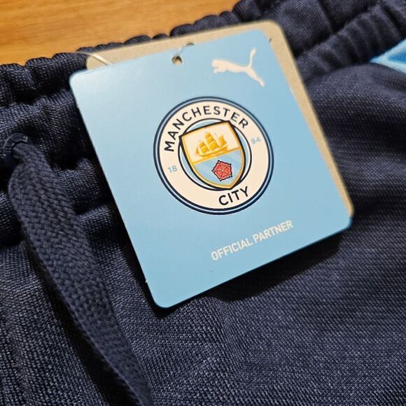 PUMA Manchester City Soccer Fleece Joggers Pants Men's S Navy Blue Halland T7 SE - Picture 12 of 14